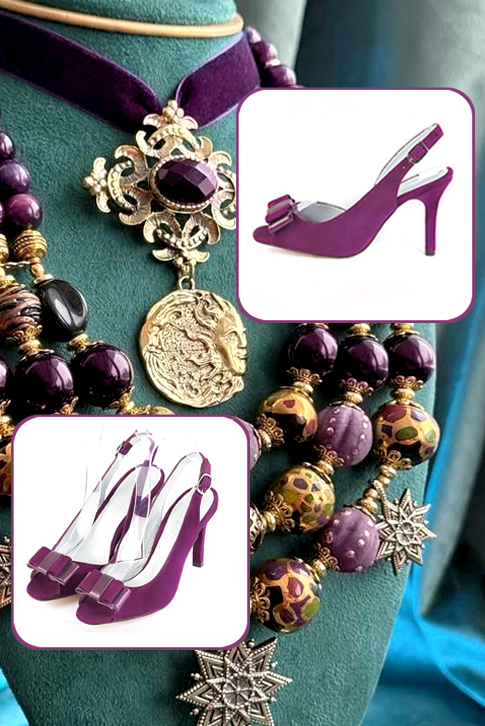 Mulberry purple women's dress sandals. Round toe. High slim heel. Top view - Florence KOOIJMAN